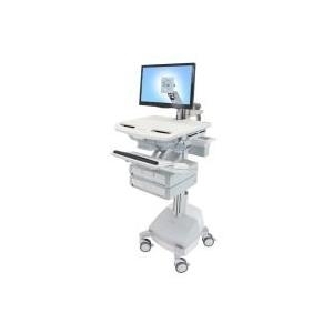 Ergotron StyleView - Wagen für LCD-Display/Tastatur/Maus/CPU/Notebook/Barcodescanner (open architecture) - medizinisch - Aluminium, verzinker Stahl, high-grade plastic - Grau, weiß, Polished Aluminum - Bildschirmgröße: bis zu 61cm (bis zu 61,00cm (24) ) - Montageschnittstelle: 100 x 100 mm, 75 x 75 mm - Ausgang: Wechselstrom 230 V - 66 Ah - Bleisäure (SV44-1241-2) von Ergotron