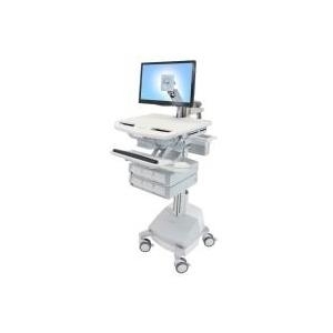 Ergotron StyleView - Wagen für LCD-Display/Tastatur/Maus/CPU/Notebook/Barcodescanner (open architecture) - medizinisch - Aluminium, verzinker Stahl, high-grade plastic - Grau, weiß, Polished Aluminum - Bildschirmgröße: bis zu 61cm (bis zu 61,00cm (24) ) - Montageschnittstelle: 100 x 100 mm, 75 x 75 mm - Ausgang: Wechselstrom 230 V - 66 Ah - Bleisäure (SV44-1261-2) von Ergotron