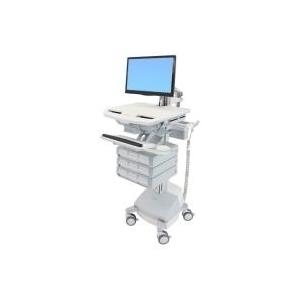 Ergotron StyleView - Wagen für LCD-Display/Tastatur/Maus/CPU/Notebook/Barcodescanner (open architecture) - medizinisch - Aluminium, verzinker Stahl, high-grade plastic - Grau, weiß, Polished Aluminum - Bildschirmgröße: bis zu 61cm (bis zu 61,00cm (24) ) - Montageschnittstelle: 100 x 100 mm, 75 x 75 mm - Ausgang: Wechselstrom 230 V - 66 Ah - Bleisäure (SV44-1291-2) von Ergotron