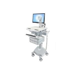 Ergotron StyleView - Wagen für LCD-Display / Tastatur / Maus / CPU / Notebook / Kamera / Scanner (offene Architektur) - medizinisch - Kunststoff, Aluminium, verzinker Stahl - Grau, weiß, Polished Aluminum - Bildschirmgröße: bis zu 61cm (bis zu 61,00cm (24) ) - Montageschnittstelle: 100 x 100 mm, 75 x 75 mm - Ausgang: Wechselstrom 230 V - 40 Ah - Lithium-Eisen-Phosphat (SV44-1362-2) von Ergotron