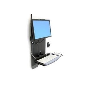 Ergotron Vertical Lift High Traffic Areas - Befestigungskit (Handgelenkkissen, Maushalterung, vertikale Verstellschiene, foldable keyboard platform, Mauspad) für LCD-Bildschirm/Tastatur/Maus (schmal) - Stahl - Schwarz - Bildschirmgröße: 61 cm (24) - an der Wand befestigt von Ergotron