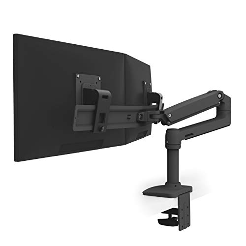 LX Dual Direct Monitor Arm in Schwarz - Monitor Tischhalterung mit patentierter CF-Technologie für 2 Bildschirme bis 27 Zoll, 33cm Höhenverstellung, VESA Standard und 10 Jahre Garantie von Ergotron