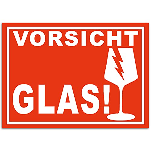 300x Aufkleber Vorsicht Glas Din A6 (105x148 mm) Alternative zu Vorsicht Glas Klebeband Bruchgefahr Warnetiketten Zerbrechlich von Erhard-Trading