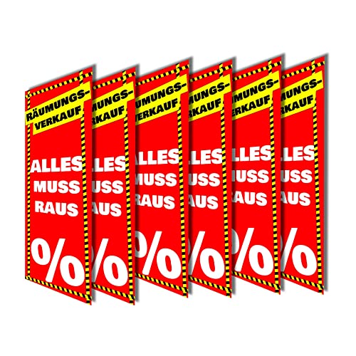 6er-Set Räumungsverkauf Plakat ALLES MUSS RAUS Sale Poster Ausverkauf Banner 42x119 cm von Erhard-Trading