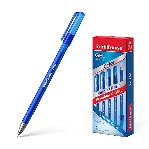 Erich Krause Gelstifte 0,4mm 12er Pack Blau - einfaches und weiches Schreiben - schlanke Form - Gel Kugelschreiber - Gelschreiber für Schule & Bürobedarf - nicht schmierend - G-Ice Erich Krause Gelstifte 0,4mm 12er Pack Blau - einfaches und weiches Schreiben - schlanke Form - Gel Kugelschreiber - Gelschreiber für Schule & Bürobedarf - nicht schmierend - G-Ice von Erich Krause