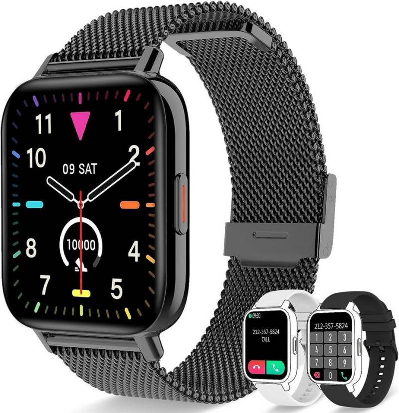 Erkwei Smartwatch (1,69 Zoll, Andriod iOS), Damen mit Telefonfunktion Fitnessuhr Damen Herzfrequenz Sportuhr uhr von Erkwei