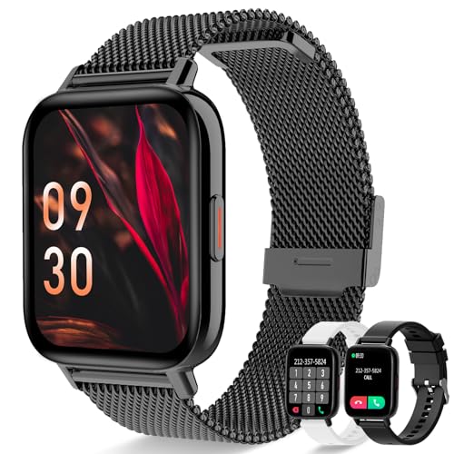 Erkwei Smartwatch Damen mit Bluetooth Anrufe 1,69 Zoll Fitnessuhr Damen Herzfrequenzmonitor Schlafmonitor Schrittzähler SpO2 Fitness Tracker Schrittzähler Kalorien Musiksteuerung von Erkwei