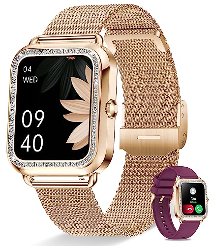 Erkwei Smartwatch Damen mit Telefonfunktion und Sprachassistent, 1.59'' HD Display Fitnessuhr Schrittzähler Pulsuhr Schlafmonitor Nachricht Erinnerung Klein Armbanduhr für iOS Android Erkwei Smartwatch Damen mit Telefonfunktion und Sprachassistent, 1.59'' HD Display Fitnessuhr Schrittzähler Pulsuhr Schlafmonitor Nachricht Erinnerung Klein Armbanduhr für iOS Android von Erkwei