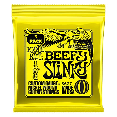 Ernie Ball Beefy Slinky Nickel Wound E-Gitarrensaiten, 3er-Pack, Stärke 11-54 von Ernie Ball