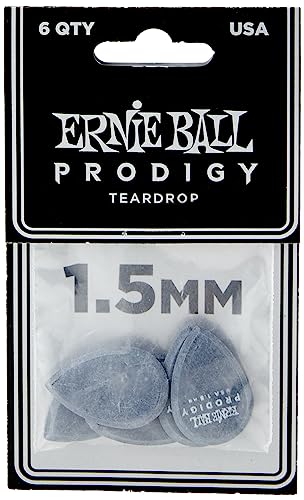 Ernie Ball 1,5 mm Teardrop Prodigy Plektren, 6er-Pack, Schwarz von Ernie Ball