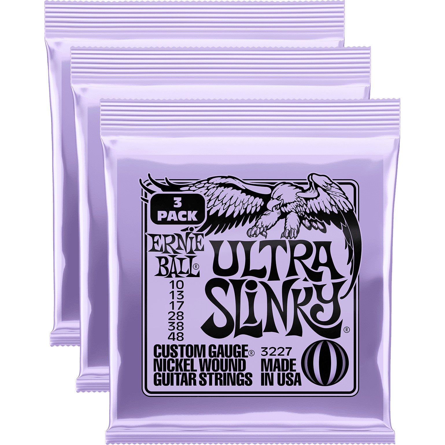 Ernie Ball 3227 Ultra Slinky Nickel Wound 10-48 Electric Guitar Strings (x3 Packs) von Ernie Ball