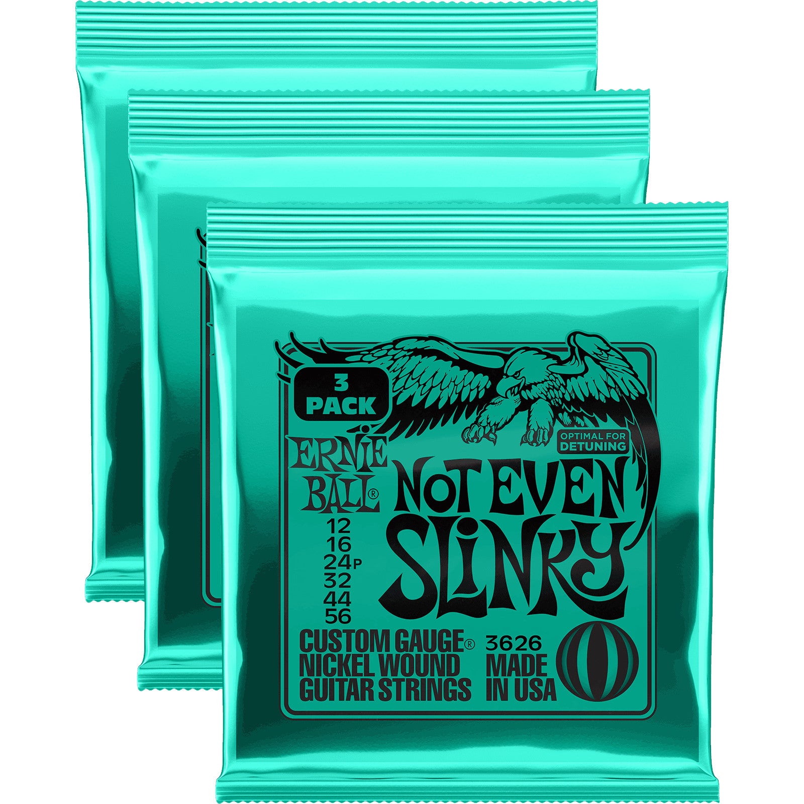 Ernie Ball 3626 Not Even Slinky Nickel Wound 12-56 Electric Guitar Strings (x3 Packs) von Ernie Ball