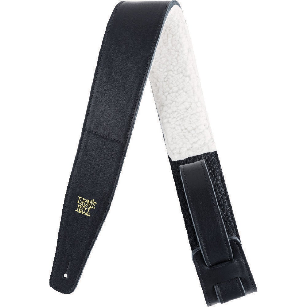 Ernie Ball 4137 Adjustable Leather Guitar Strap with Fur (Black) von Ernie Ball
