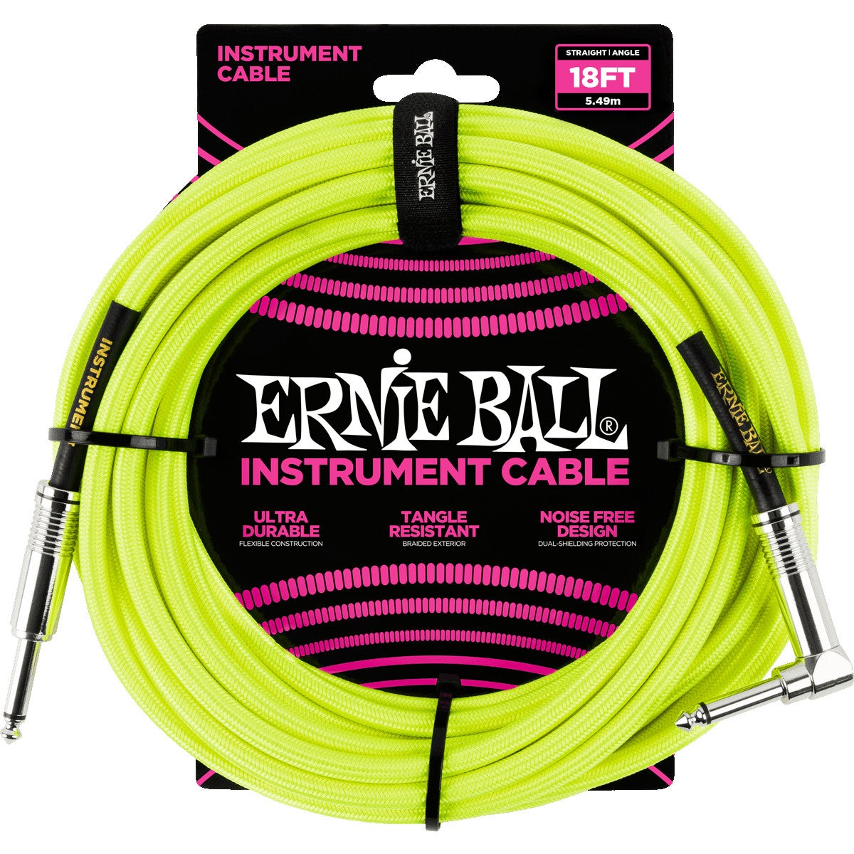 Ernie Ball 6085 Braided Instrument Cable, 5.5m (Neon Yellow) von Ernie Ball