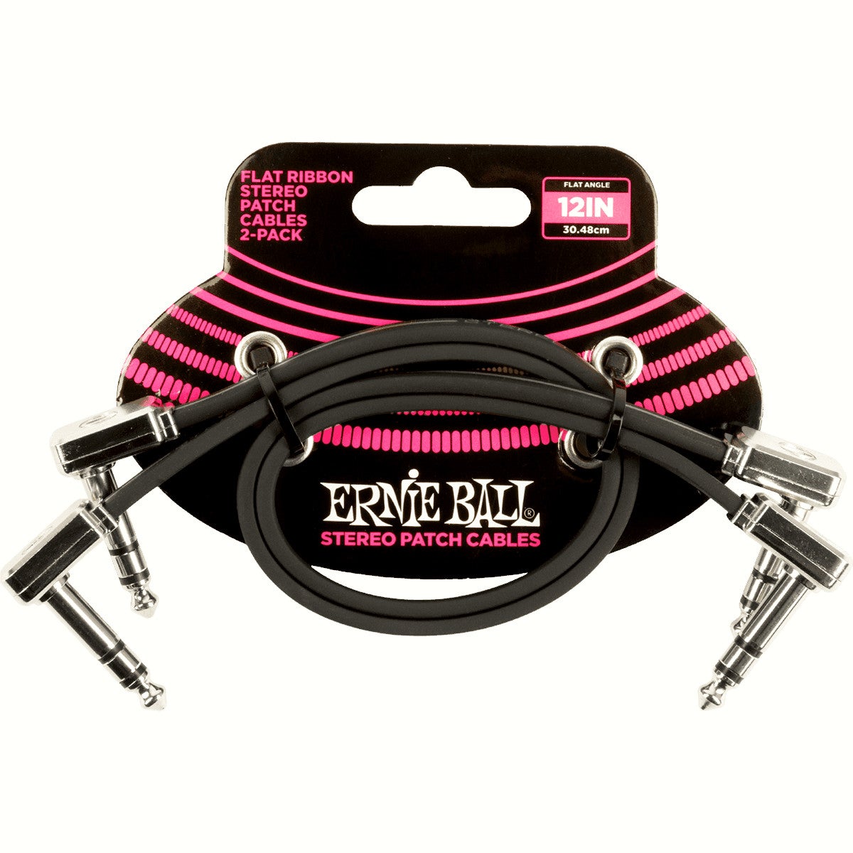 Ernie Ball 6405 Right-Angled Stereo Patch Cables, 12-inch (Pack of 2, Black) von Ernie Ball