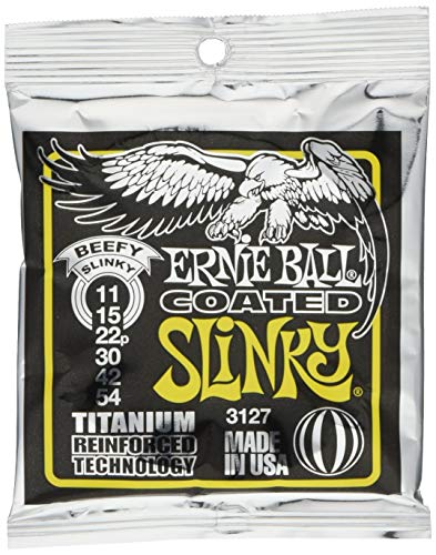 Ernie Ball Beefy Slinky Coated Titanium RPS E-Gitarrensaiten, Stärke 11-54 von Ernie Ball