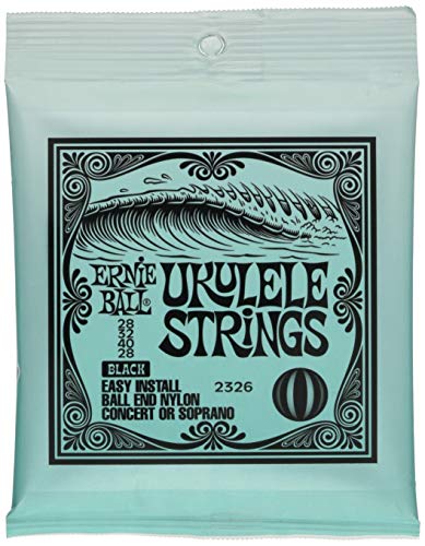 Ernie Ball Concert/Soprano Ball End Nylon-Ukulele-Saiten, Schwarz von Ernie Ball