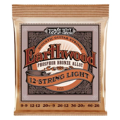 Ernie Ball Earthwood Light Akustik-Gitarrensaiten, für 12-Saiter, Phosphor-Bronze, Stärke 9–46 von Ernie Ball