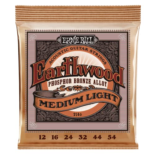 Ernie Ball Earthwood Medium Light Akustik-Gitarrensaiten, Phosphor-Bronze, Stärke 12–54 von Ernie Ball