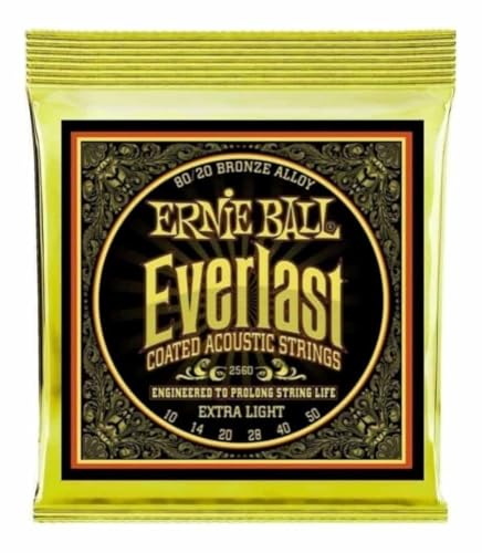 Ernie Ball Everlast Extra Light Coated 80/20 Bronze Akustik-Gitarrensaiten, Stärke 10-50 von Ernie Ball