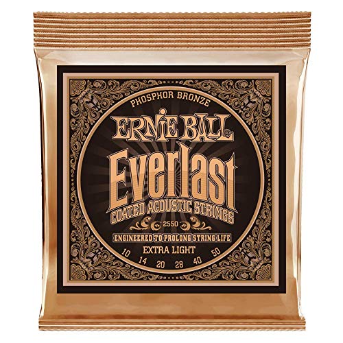 Ernie Ball Everlast Extra Light Coated Phosphor Bronze Akustik-Gitarrensaiten, Stärke 10-50 von Ernie Ball
