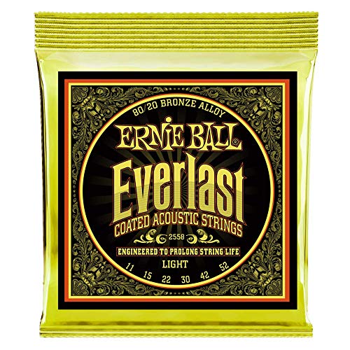Ernie Ball Everlast Light Coated 80/20 Bronze Akustik-Gitarrensaiten, Stärke 11-52 von Ernie Ball