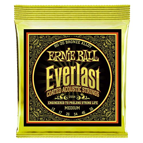 Ernie Ball Everlast Medium Coated 80/20 Bronze Akustik-Gitarrensaiten, Stärke 13-56 von Ernie Ball