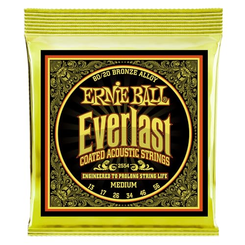 Ernie Ball Everlast Medium Coated 80/20 Bronze Akustik-Gitarrensaiten, Stärke 13-56 von Ernie Ball