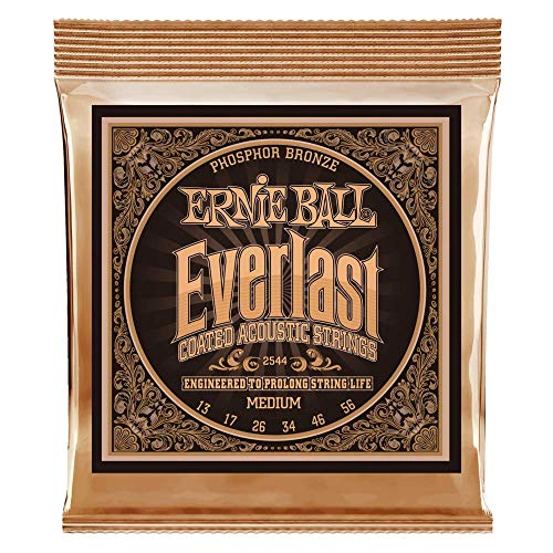 Ernie Ball Everlast Medium Coated Phosphor Bronze Akustik-Gitarrensaiten, Stärke 13-56 von Ernie Ball