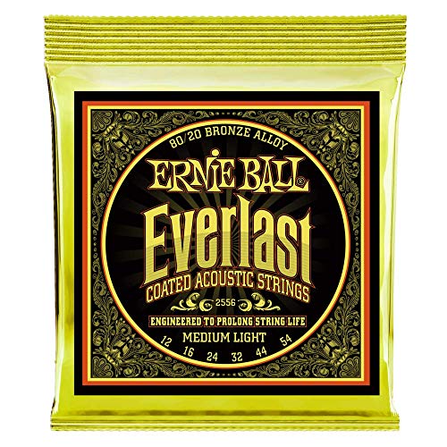 Ernie Ball Everlast Medium Light Coated 80/20 Bronze Akustik-Gitarrensaiten, Stärke 12-54 von Ernie Ball