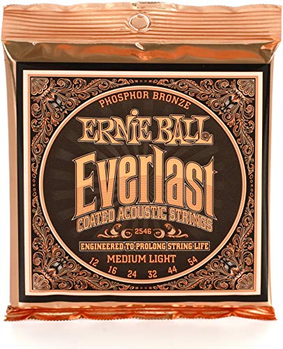 Ernie Ball Everlast Medium Light Coated Phosphor Bronze Akustik-Gitarrensaiten, Stärke 12-54 von Ernie Ball