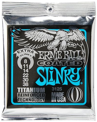 Ernie Ball Extra Slinky Coated Titanium RPS E-Gitarrensaiten, Stärke 8-38 von Ernie Ball
