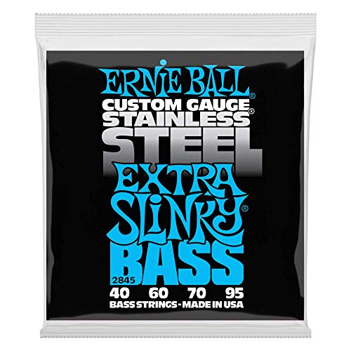 Ernie Ball Extra Slinky Stainless Steel E-Bass-Saiten, Stärke 40-95 von Ernie Ball