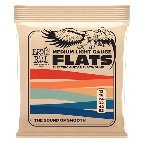 Ernie Ball Flats, Flatwound-Saiten für E-Gitarren - Medium-Light, 12-52 Ernie Ball Flats, Flatwound-Saiten für E-Gitarren - Medium-Light, 12-52 von Ernie Ball