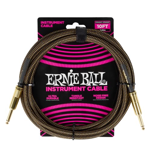 Ernie Ball Geflochtenes Gitarrenkabel, Gerade/Gerade, 3 m - Pay Dirt von Ernie Ball