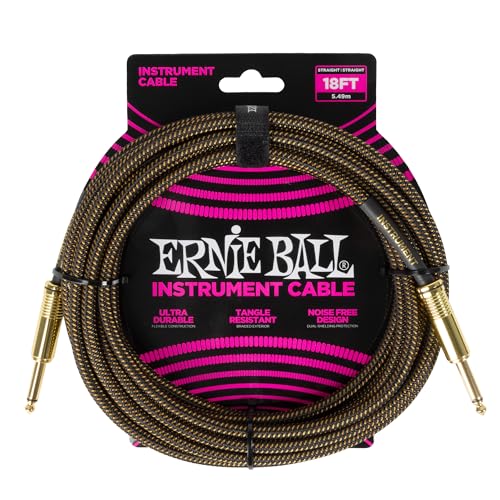 Ernie Ball Geflochtenes Gitarrenkabel, Gerade/Gerade, 5,49 m - Pay Dirt von Ernie Ball