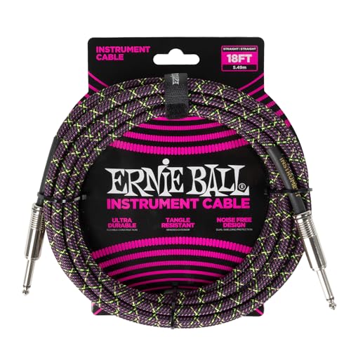 Ernie Ball Geflochtenes Gitarrenkabel, Gerade/Gerade, 5,49 m - Purple Python von Ernie Ball
