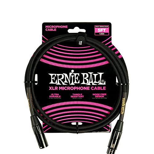 Ernie Ball Geflochtenes XLR-Mikrofonkabel männlich/weiblich 1,52 m (5 ft) - Schwarz von Ernie Ball