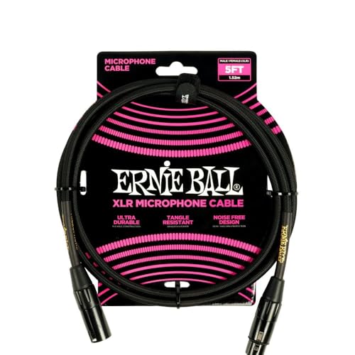 Ernie Ball Geflochtenes XLR-Mikrofonkabel männlich/weiblich 1,52 m (5 ft) - Schwarz von Ernie Ball