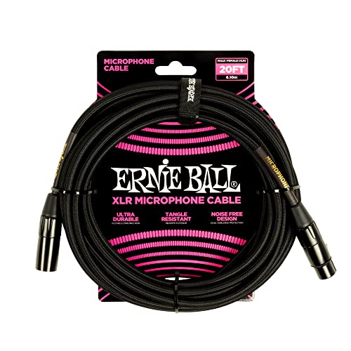 Ernie Ball Geflochtenes XLR-Mikrofonkabel männlich/weiblich 6,10 m (20 ft) - Schwarz von Ernie Ball