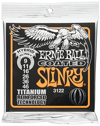 Ernie Ball Hybrid Slinky Coated Titanium RPS E-Gitarrensaiten, Stärke 9-46 von Ernie Ball