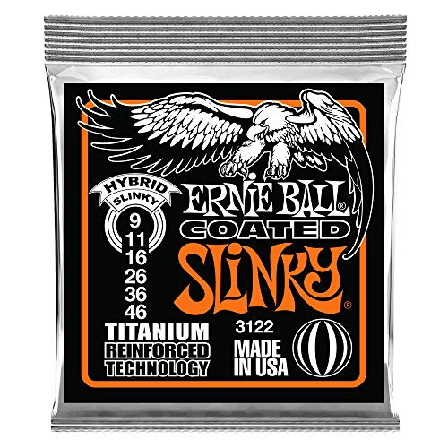 Ernie Ball Hybrid Slinky Coated RPS E-Gitarrensaiten, Titandrahtwicklung, Stärke 9–46 von Ernie Ball