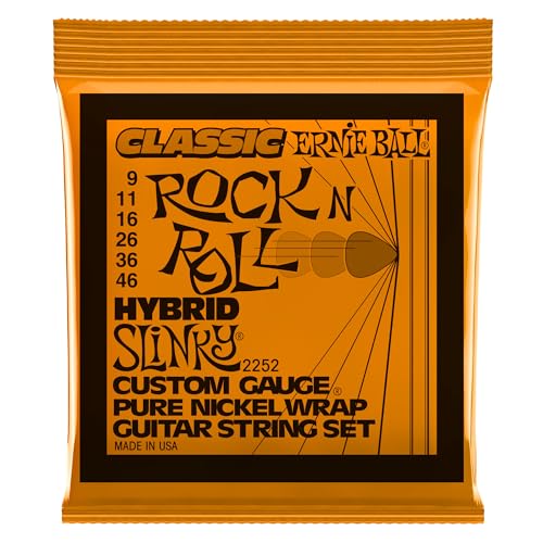 Ernie Ball Hybrid Slinky klassische Rock‘n‘Roll-E-Gitarrensaiten, reine Nickelwicklung, Stärke 9–46 Ernie Ball Hybrid Slinky klassische Rock‘n‘Roll-E-Gitarrensaiten, reine Nickelwicklung, Stärke 9–46 von Ernie Ball