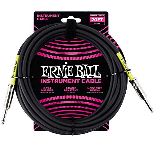 Ernie Ball Instrumentenkabel, gerade/gerade, 6,1 m, Schwarz von Ernie Ball