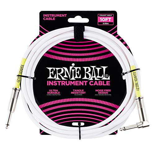 Ernie Ball Instrumentenkabel, gerade/gewinkelt, 3,048 m, Weiß von Ernie Ball