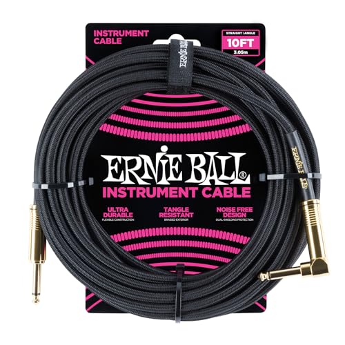 Ernie Ball Instrumentenkabel geflochten, gerade/gewinkelt, 3 m, Schwarz von Ernie Ball