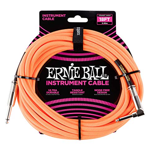 Ernie Ball Instrumentenkabel geflochten, gerade/gewinkelt, 5,49 m, Neon-Orange von Ernie Ball