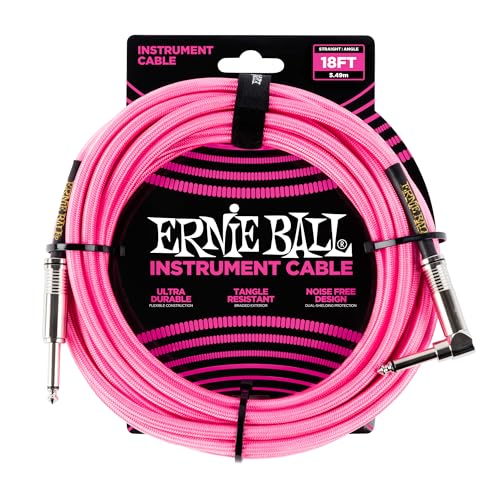 Ernie Ball Instrumentenkabel geflochten, gerade/gewinkelt, 5,49 m, Neon-Pink von Ernie Ball