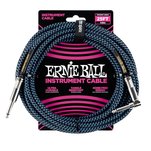 Ernie Ball Instrumentenkabel geflochten, gerade/gewinkelt, 7,62 m, Schwarz/Blau Ernie Ball Instrumentenkabel geflochten, gerade/gewinkelt, 7,62 m, Schwarz/Blau von Ernie Ball