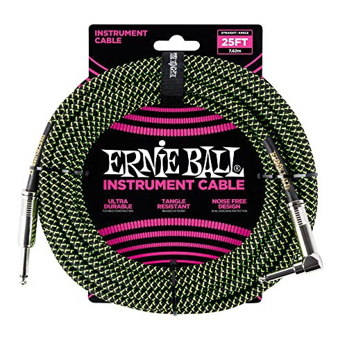 Ernie Ball Instrumentenkabel geflochten, gerade/gewinkelt, 7,62 m, Schwarz/Grün Ernie Ball Instrumentenkabel geflochten, gerade/gewinkelt, 7,62 m, Schwarz/Grün von Ernie Ball